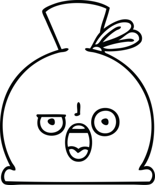 Bir insan tarafından çizilmiş çuval karikatürü.