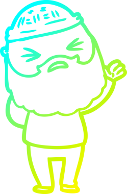 Bir insan tarafından çizilmiş sakallı bir çizgi film karakteri.