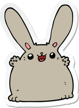 Bir insan tarafından çizilmiş çizgi film tavşanının çıkartması.