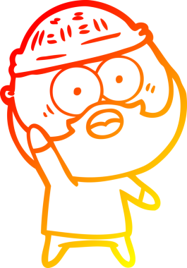 Bir insan tarafından çizilen el ele tutuşan sakallı bir adamın sıcak çizgi çizimi.