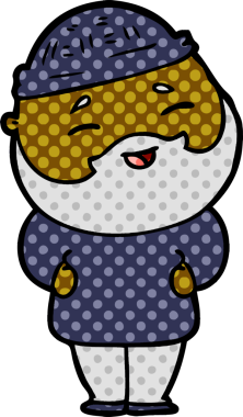 Bir insan tarafından çizilmiş mutlu sakallı bir adam.