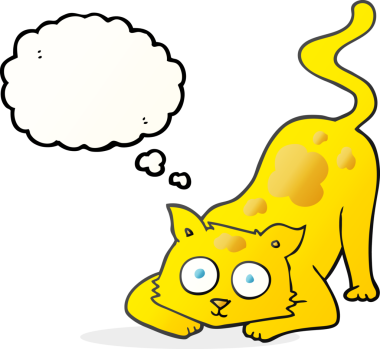 Bir insan tarafından çizilmiş serbest çizim baloncuk çizgi film kedisi.