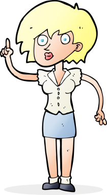 Bir insan tarafından çizilmiş sorusu olan çizgi film kadını.