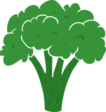 Bir insan tarafından çizilmiş düz renkli brokoli