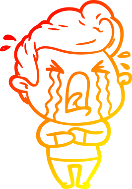 Bir insan tarafından çizilmiş, ağlayan bir çizgi film karakteri.