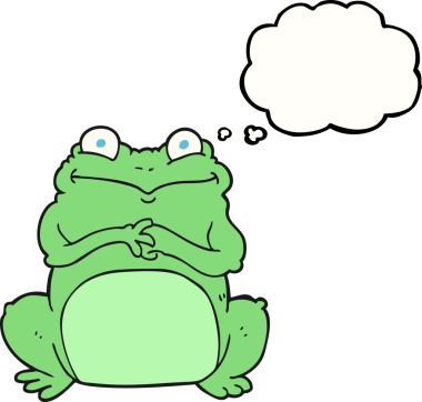 Bir insan tarafından çizilmiş serbest çizim balon karikatür komik kurbağa