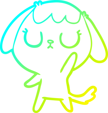 Bir insan tarafından çizilmiş şirin bir çizgi köpeğin soğuk gradyan çizgisi.