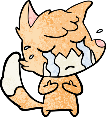 Bir insan tarafından çizilmiş ağlayan tilki çizgi filmi.