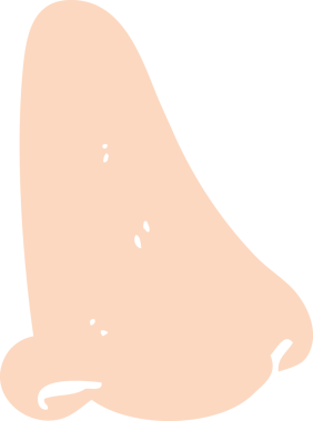 Bir insan tarafından çizilen insan burnunun düz renk çizimi