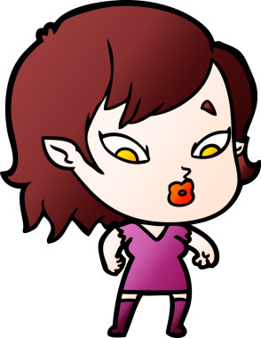 Bir insan tarafından çizilmiş şirin vampir kız çizgi filmi.