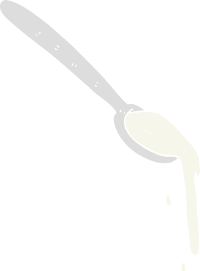 Bir insan tarafından çizilen kaşığın düz renk çizimi