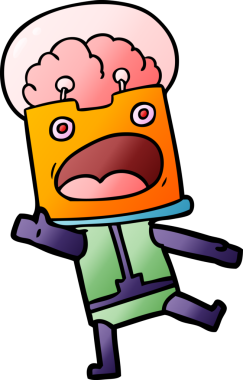 Bir insan tarafından çizilmiş çizgi film robotu