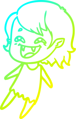 Bir insan tarafından çizilmiş gülen vampir kız çizgi filmi.