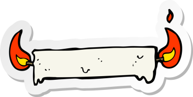 Bir insan tarafından çizilen yanan bir mum etiketi.