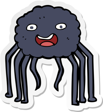 Bir insan tarafından çizilmiş çizgi film örümceğinin çıkartması.