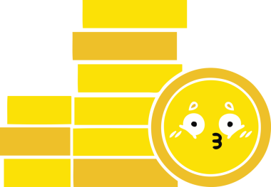 Bir insan tarafından çizilmiş paraların düz renkli retro karikatürü