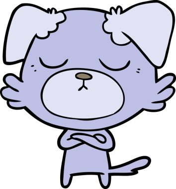 Bir insan tarafından çizilmiş şirin bir çizgi film köpeği.