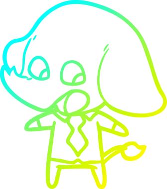 Bir insan tarafından çizilmiş şirin bir filin soğuk gradyan çizgisi