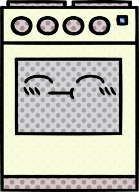 Bir insan tarafından çizilmiş mutfak fırınının çizgi romanı.