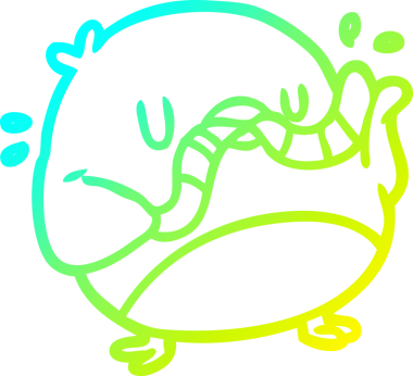 Bir insanın çizdiği kuş yiyen bir solucanın soğuk eğimli çizgisi.