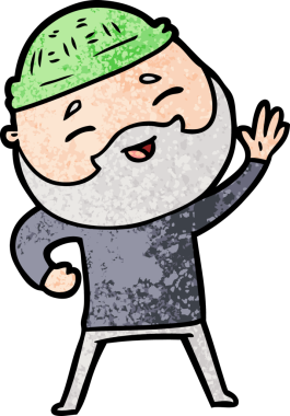 Bir insan tarafından çizilmiş mutlu sakallı bir adam.