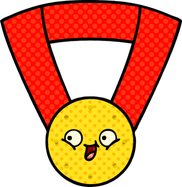 Bir insan tarafından çizilmiş altın madalyanın karikatürü.