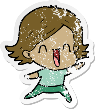 Bir insan tarafından çizilmiş mutlu bir karikatür çıkartması.