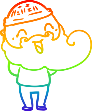 Gökkuşağı gradyan çizgisi bir insan tarafından çizilmiş mutlu sakallı bir adamın çizimi