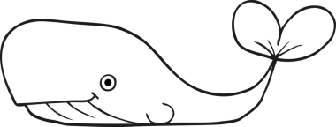 Bir insan tarafından çizilmiş siyah beyaz bir balina.