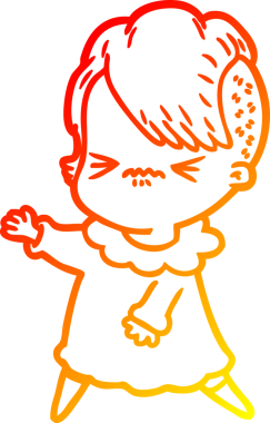 Bir insan tarafından çizilmiş, kızgın bir hipster kızın çizgi çizimi.