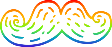 Bir insan tarafından çizilmiş kıvırcık bıyıklı çizgi çizimi.