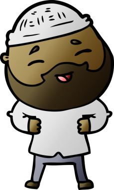 Bir insan tarafından çizilmiş mutlu sakallı bir adam.