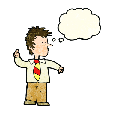 Çizgi filmci, bir insan tarafından çizilen düşünce baloncuğuyla...