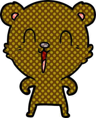 Bir insan tarafından çizilmiş mutlu çizgi film ayısı.