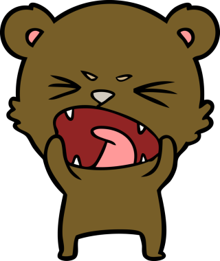 Bir insan tarafından çizilmiş kızgın çizgi film ayısı.