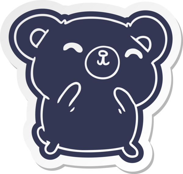 çizgi film çıkartması kawaii bir insan tarafından çizilmiş sevimli mutlu ayı