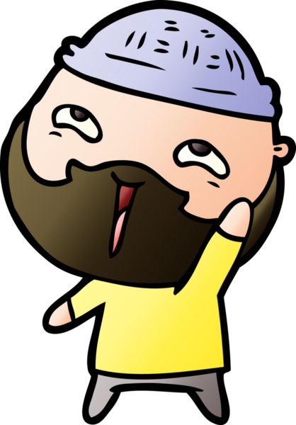 Bir insan tarafından çizilmiş mutlu sakallı bir adam.