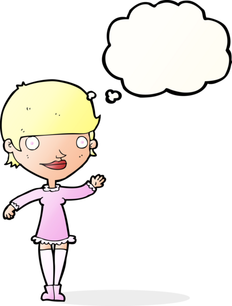 Bir insan tarafından çizilmiş düşünce balonlu bir kadın.