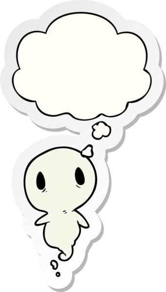 İnsan tarafından çizilmiş bir çıkartma olarak düşünce baloncuğu olan çizgi film hayaleti.