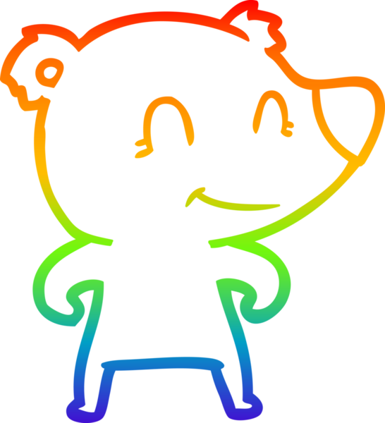 Bir insan tarafından çizilmiş gülümseyen ayı çizgi filmi.