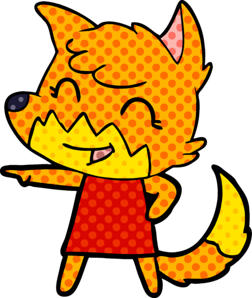 Bir insan tarafından çizilmiş mutlu çizgi film tilkisi.