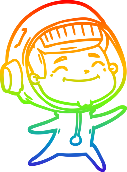 gökkuşağı gradyan çizimi mutlu bir çizgi astronot çizimi bir insan tarafından çizildi