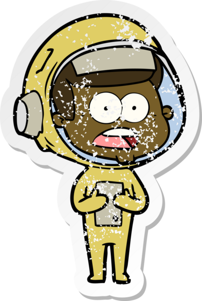 Bir karikatürün sıkıntılı çıkartması bir insan tarafından çizilmiş astronotu şaşırttı.