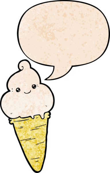 Bir insan tarafından çizilmiş eski moda konuşma baloncuklu çizgi film dondurması.