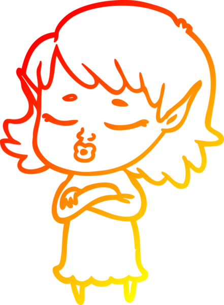 Bir insan tarafından çizilmiş kolları olan güzel bir elf kızının sıcak çizgi çizimi