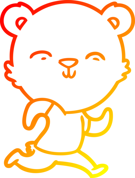 Bir insan tarafından çizilen mutlu çizgi film ayısının sıcak çizgi çizimi