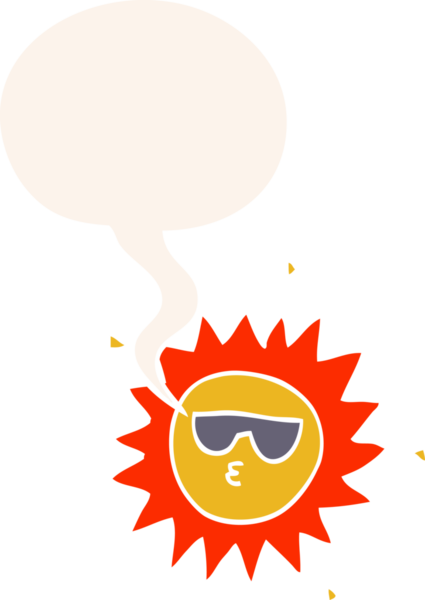 bir insan tarafından çizilmiş eski moda konuşma baloncuklu çizgi film güneşi