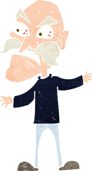 Bir insan tarafından çizilmiş kızgın yaşlı bir adam.