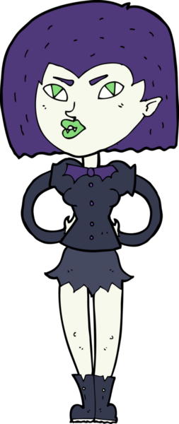 Bir insan tarafından çizilmiş vampir kız çizgi filmi.