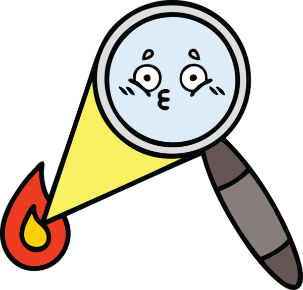 Bir insan tarafından çizilmiş bir büyüteç karikatürü.